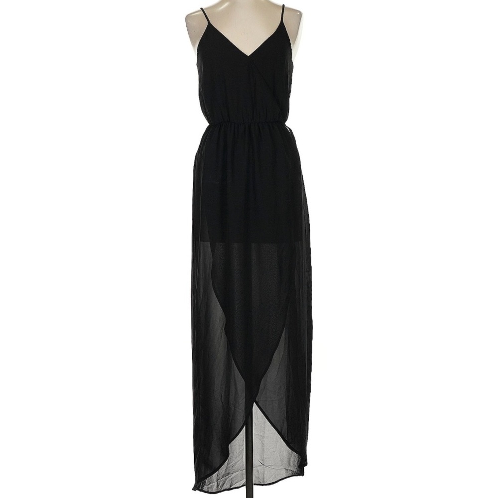 Lush Black High-Low Dress with Sheer Bottom (Med)